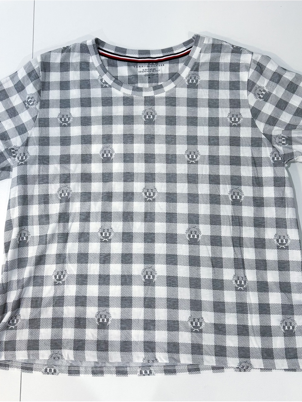 Tommy Hilfiger Gray & White Gingham Crewneck Tee